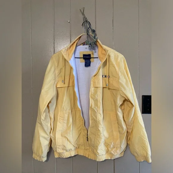 Catalina Vintage Track Windbreaker Jacket Yellow Gold Size Medium Lined - Picture 5 of 9